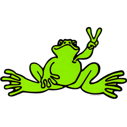 PEACE FROGS SMALL NEON GREEN STICKER