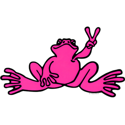 PEACE FROGS SMALL NEON PINK STICKER