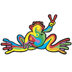 PEACE FROGS SMALL RETRO STICKER