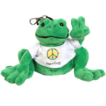 PEACE FROGS PLUSH GREEN FROG KEYCHAIN