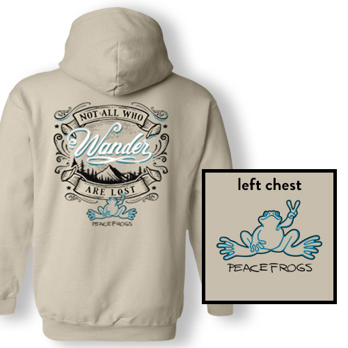 PEACE FROGS NOT ALL WHO WANDER HOODED SWEATSHIRT