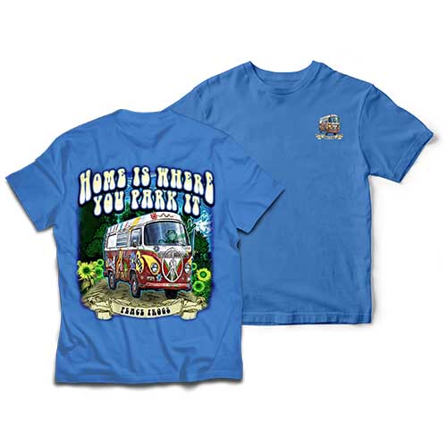 PEACE FROGS HOME IS WHERE YOU PARK IT SHORT SLEEVE TSHIRT