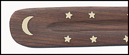 Wooden incense boats with brass inlay