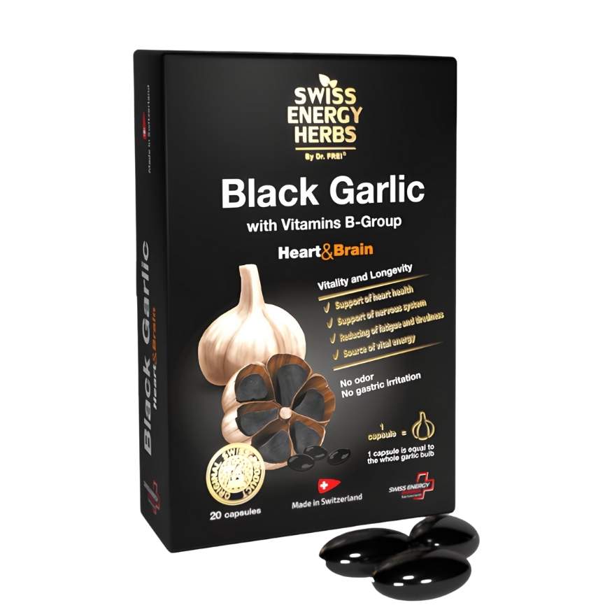 Swiss Energy BLACK Garlic 30 Capsules Bx.
