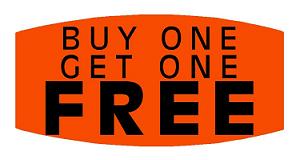 1.5'' BUY ONE GET ONE FREE Fl. Red Labels