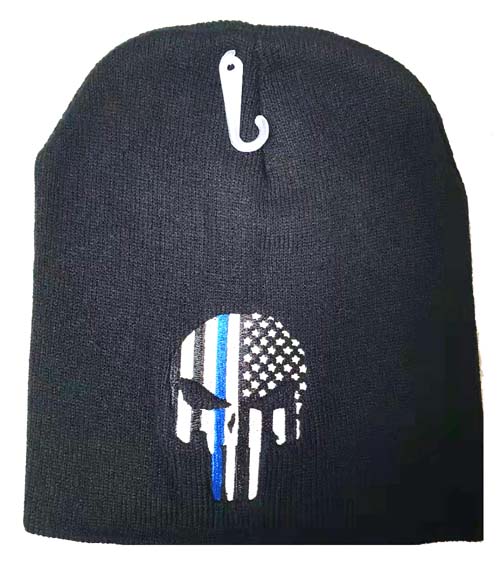 WIN991C Thin Blue Line SKULL Beanie