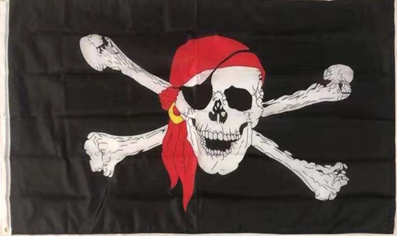 FLG006B Pirate Jolly Roger FLAG II 3x5'
