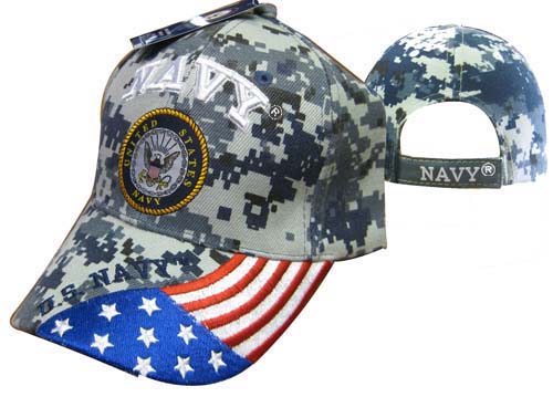 CAP602GC Navy Emblem w/ Flag on Bill Cap Camo