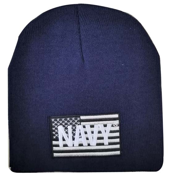 WIN602F NAVY atop Flag Beanie