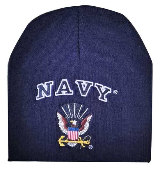 WIN602P NAVY Navy Logo Beanie