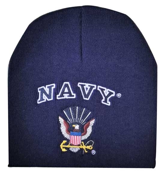 WIN602P NAVY Navy Logo BEANIE