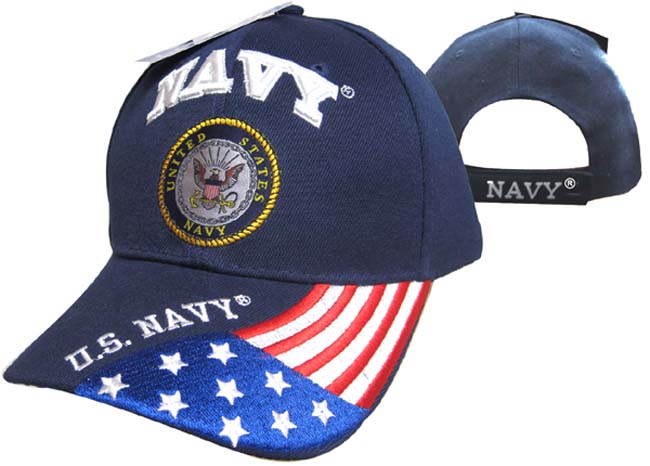 CAP602G Navy Emblem Flag Cap