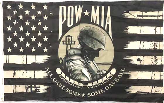 FLG604D POW/MIA atop US FLAG