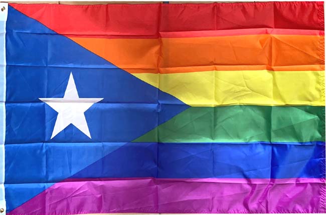 FLG978B Puerto Rico Rainbow Pride FLAG