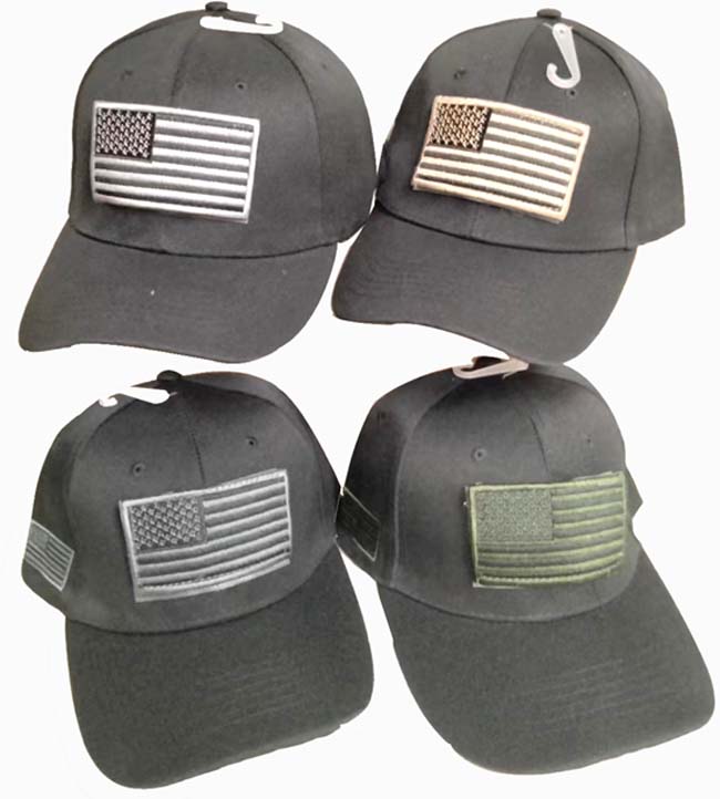 CAP785B Tactical USA Patch Cap BLACK Set