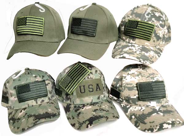 CAP785C Tactical USA Patch Cap OD/Camo Set