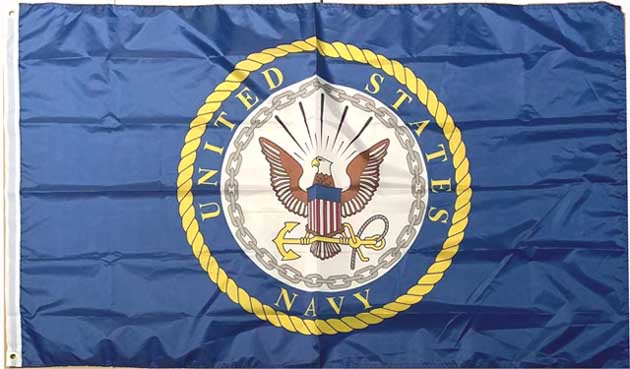 FLG602B Navy Emblem Flag 3x5'