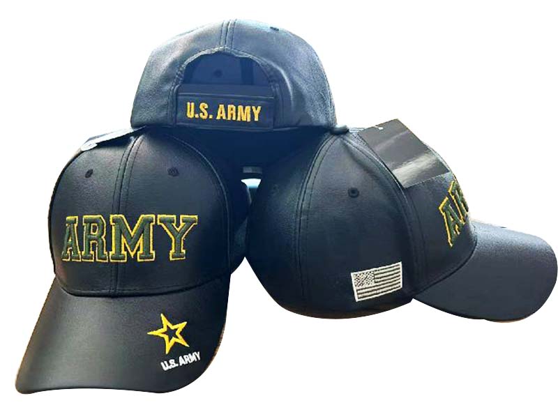 CAP501BP ARMY w/ Logo on Bill CAP PU Leather