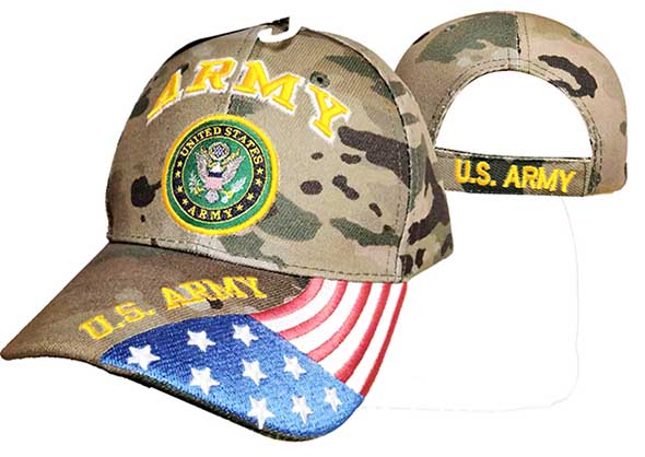 CAP601GC Army Emblem Flag Cap Camo