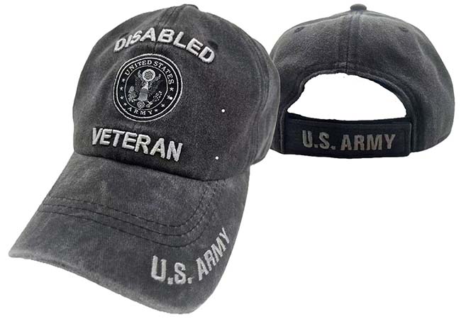 CAP515AB** Disable Army Emblem Veteran Cap Subdue Bk