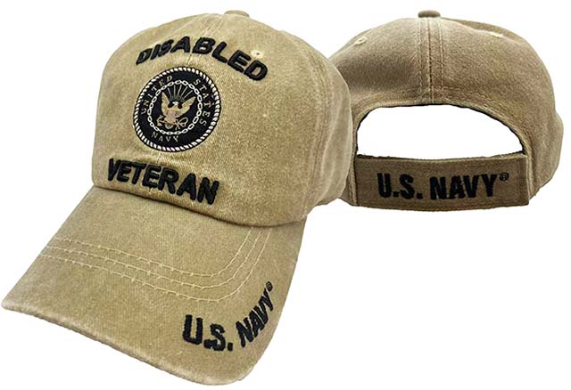 CAP515BK Navy Emblem Disabled Vet Cap Subdue Khaki