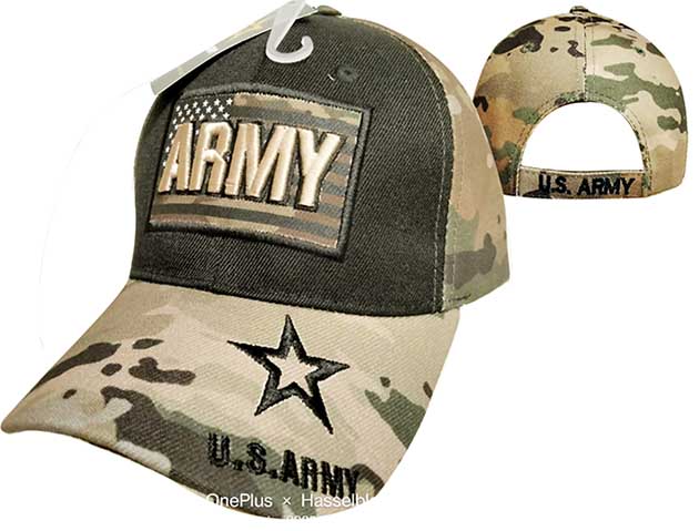 CAP601F ARMY atop of FLAG Cap bk/camo