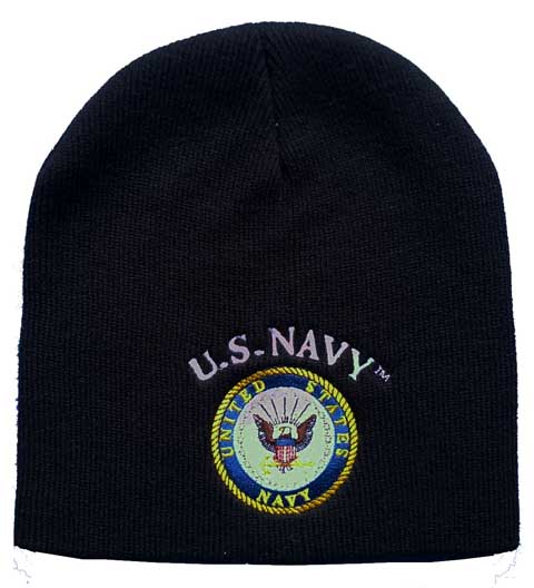 WIN602B Navy Emblem Beanie