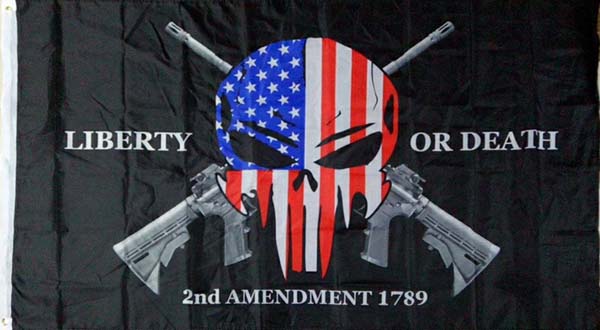 FLG973G Liberty or Death SKULL 1789 Flag