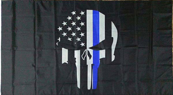 FLG991C Thin Blue Line Flag SKULL