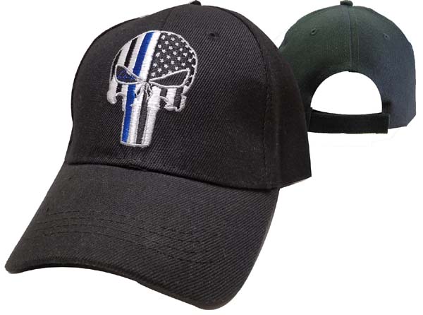 CAP991C Skull FLAG Thin Blue Line Cap