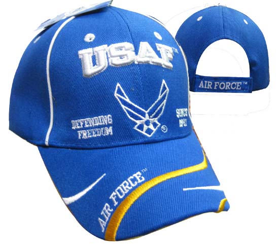 CAP597E USAF & AF Emblem Defend Freedom Cap
