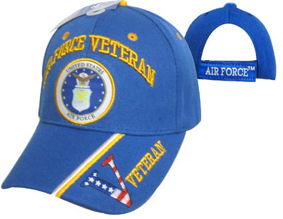 CAP593B AF Vet Emblem V on Bill Cap
