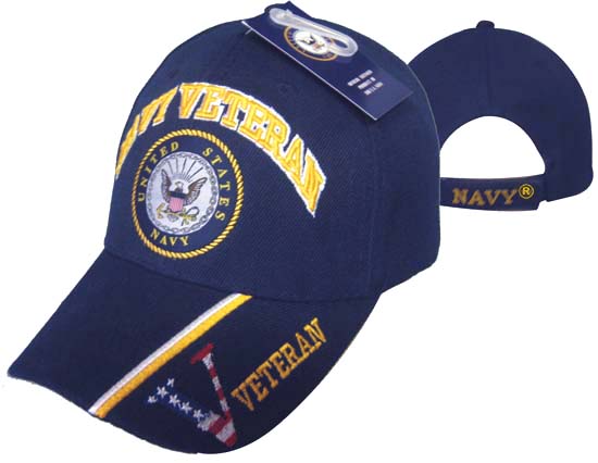 CAP592B Navy Vet & Emblem Cap