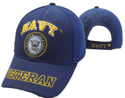 CAP592DA Navy Emblem w/ Veteran Cap