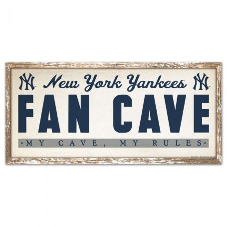 New York YANKEES Fan Cave  Wood Sign 8 x 17 inches