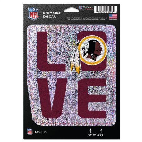 Washington Redskins Shimmer Love Decal 5 x 7 inches