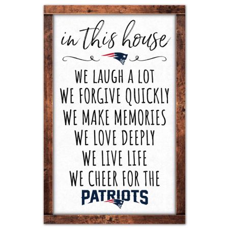 In This House New England Patriots Wood Sign 11 x 17 inches