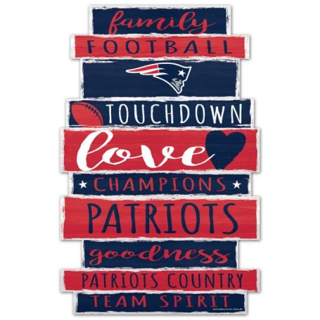 New England Patriots Wood Tiered Sign 11 x 17 Inches