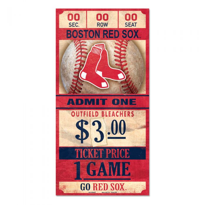 BOSTON RED SOX TICKET SIGN 6 X 12 INCHES