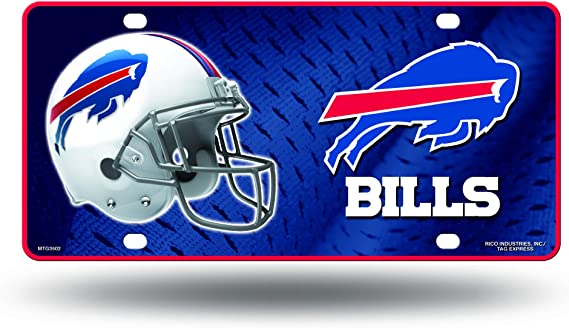 BUFFALO BILLS METAL LICENSE PLATE HELMET PLUS LOGO