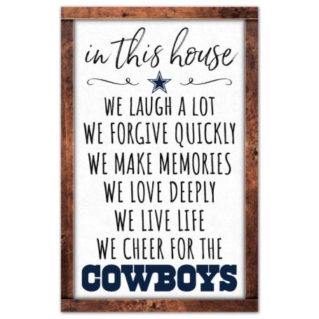 DALLAS COWBOYS IN THIS HOUSE WOOD SIGN 11 X 17 INCHES