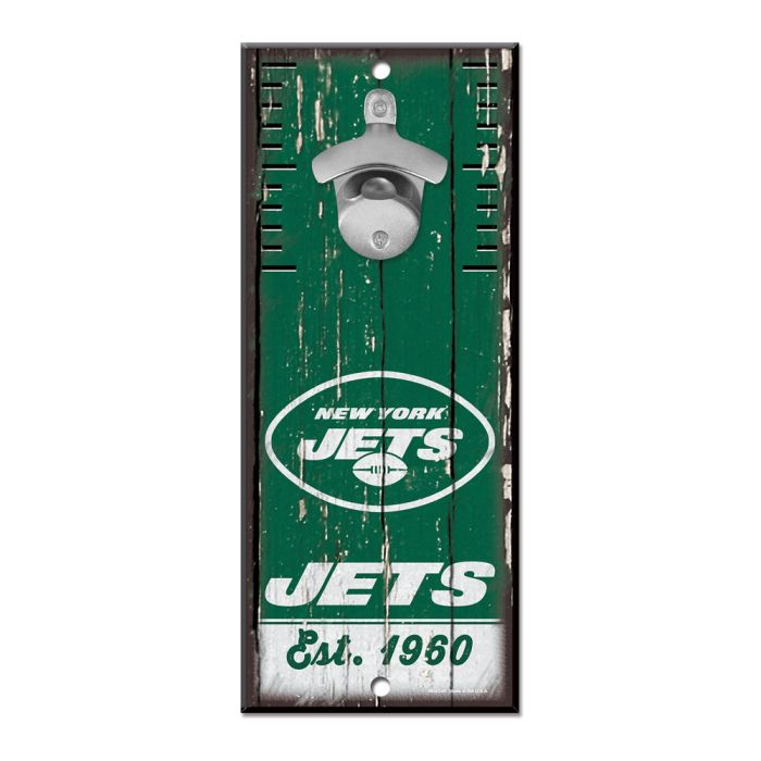 NEW YORK JETS BOTTLE OPENER SIGN 5X11