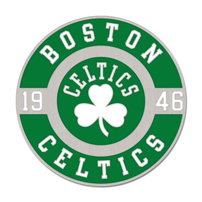 BOSTON CELTICS ROUND EST COLLECTOR ENAMEL PIN JEWELRY CARD