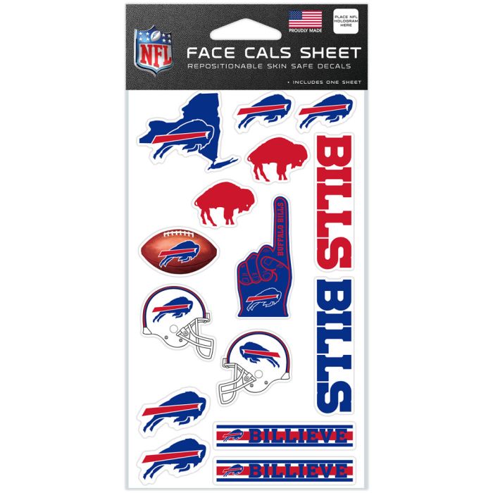 BUFFALO BILLS FACE CALS 4'' X 7'' NEW