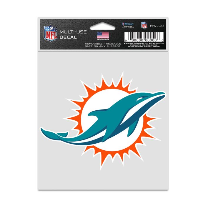 MIAMI DOLPHINS LOGO FAN DECALS 3.75'' X 5''