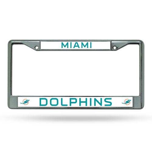 NFL Miami Dolphins 12'' x 6'' Silver Chrome Car/Truck/SUV Auto Acce