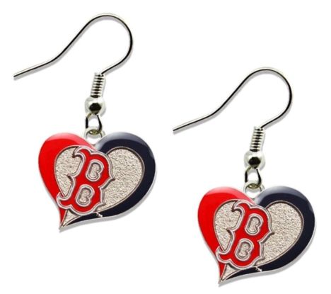 BOSTON RED SOX SWIRL HEART EARRINGS