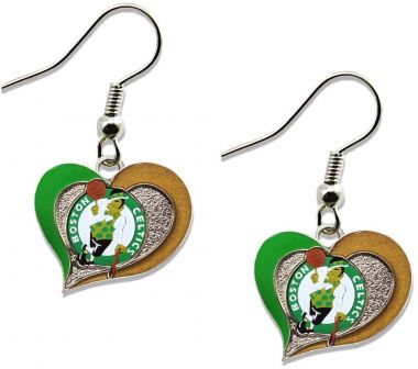 BOSTON CELTICS SWIRL HEART EARRINGS