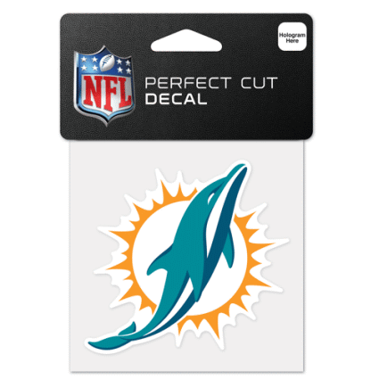 MIAMI DOLPHINS 4X4 INCH PERFECT CUT DECAL