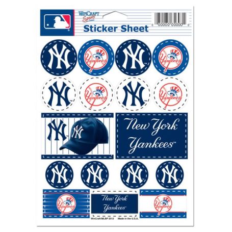 NEW YORK YANKEES VINYL STICKER SHEET 5'' X 7''